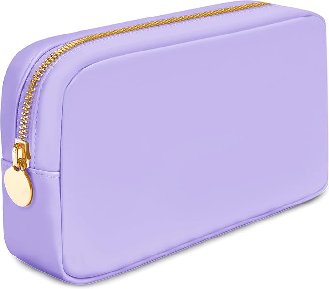 DANCOUR Nylon Makeup Bags for Women Large Preppy Travel Toiletry Pouch Cosmetic Bag Makeup Organizer