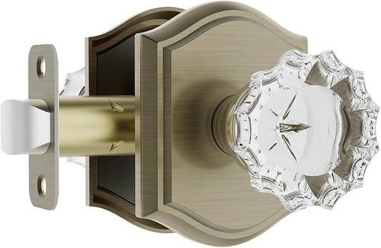 CLCTK Crystal Door Knobs Interior, Vintage Passage Glass Door Knobs Antique Bronze/Brass Door Knobs for Hall Closet, 1 Pack