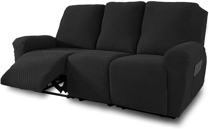 NORTHERN BROTHERS Recliner Sofa Covers 3 Seater - Reclining Sofa Covers Couch Covers for Reclining Couches Reclining Couch Covers, Black