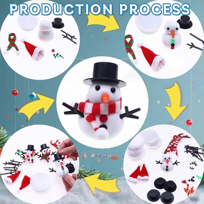 24 Pack Build a Snowman Kit Christmas Crafts for Kids, Modeling Clay DIY Xmas Snow Toys Christmas Arts and Crafts for Kids Vacation Gift School Winter Party Fun Indoor Decorations