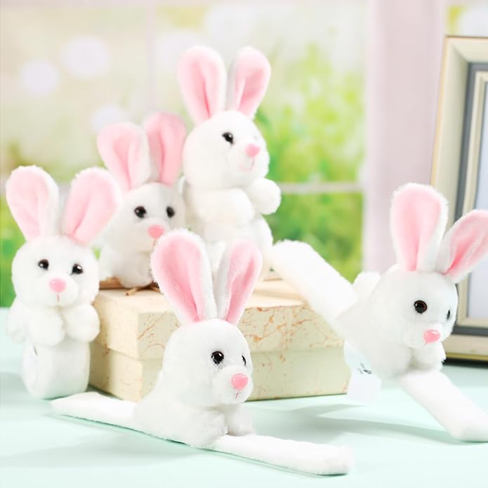 Lenwen 8 Pcs Stuffed Animal Slap Bracelets for Kids Plush Animals Slap Bracelets Bulk Cute Tiger Giraffe Turtle Koala Bracelets Wrist Animals for Girls Boys Valentine's Day Party