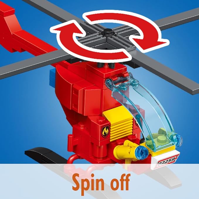 City Fire Rescue Building Set with Fire Station, Truck & Helicopter,737pcs Toy Gift for Boys 6+ (Compatible with Lego)