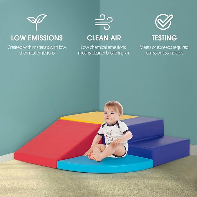 4-Piece Set Climbing Toys for Toddlers 1-3 and Climb Foam Play Set Babies Foam Blocks Toddler Climbing Toys Indoor Baby Climbing Toys Children’s Composite Toy for Crawling Climbing and Sliding