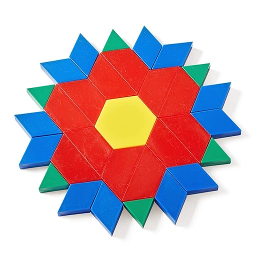 hand2mind Plastic Pattern Blocks for Kids, Shapes for Kindergarten, Montessori Toys, Geometric Shapes, Symmetry, Shape Recognition, Pattern Blocks for Classroom (Set of 1,250)