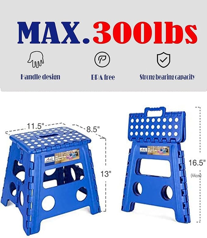 ACKO Folding Step Stool -13 inch Height Premium Heavy Duty Foldable Stool for Kids and Adults, Kitchen Garden Bathroom Stepping Stool 10Pack