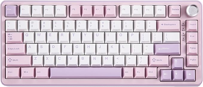 YUNZII B75 PRO Wireless Mechanical Keyboard,75% Layout with Knob,Hot Swap Gasket Custom Structure,Creamy Pre-lubed Switches,RGB Backlit,Bluetooth/Type-C/2.4G for Win/Mac(Cocoa Cream V2 Switch,Purple)