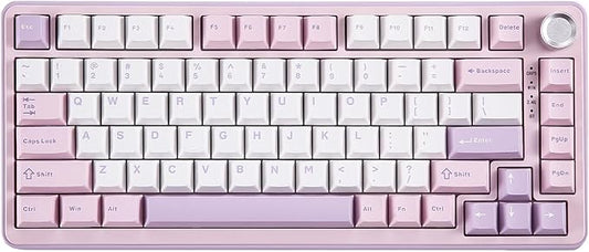 YUNZII B75 PRO Wireless Mechanical Keyboard,75% Layout with Knob,Hot Swap Gasket Custom Structure,Creamy Pre-lubed Switches,RGB Backlit,Bluetooth/Type-C/2.4G for Win/Mac(Cocoa Cream V2 Switch,Purple)