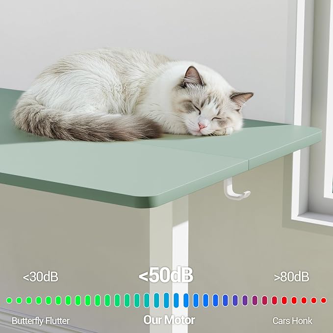 Veken 55 Inch Large Electric Standing Desk, 4 Memory Heights Adjustable,Sit to Stand Up, Work Home Office Computer Table for Study, Walking Pad, Writing, and Games, Wooden Desktop Desks, Green