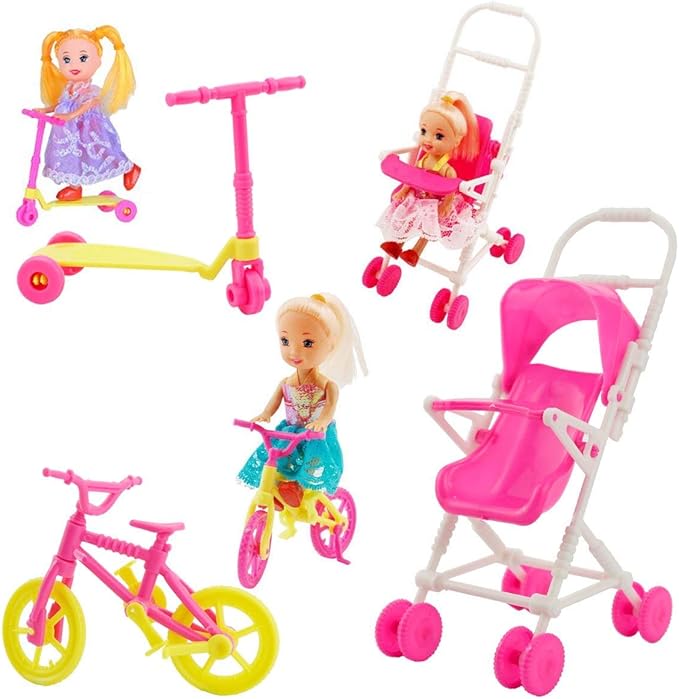 JANYUN Total 114pcs -16 Pack Doll Clothes Party Gown Outfits Set for Doll+ 98pcs Girl Dolls Dresses Accessories Shoes Bags Necklace Mirror Hanger Tableware (Playing Style)