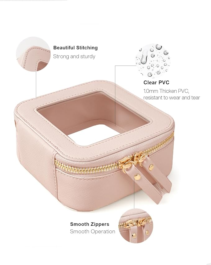 FFpaw Travel Clear Makeup Bag Set, TSA Approved Cosmetic Bag Case with Zipper Portable Makeup Pouch Toiletry Bag Women Traveling Cosmetic Organizer Storage Bag Car Organizer Car Essentials for Women