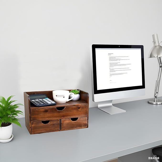 Vintage Rustic Brown Wooden 3 Drawer with Shelf Office Desk Organizer & Mail Rack For Desktop,Box for Office Home Toiletries Supplies Vanity, No Assembly Required (Brown)