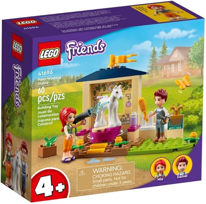 LEGO® Friends Pony-Washing Stable 41696 Building Kit; Comes with a Pony Toy and Mia and Daniel Mini-Dolls; for Ages 4+