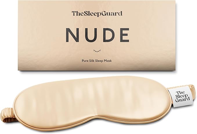 TheSleepGuard Pure Silk Sleep Mask [100% 6A Mulberry Silk, 22 Momme] Light Blocking Travel Essentials. Eye Masks for Sleeping. Black Oeko-Tex Blindfold. Eye Covers for Men & Women