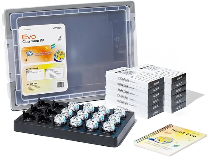 Evo Classroom Kit (12 Bots): Interactive Coding Robot, Kids Ages 5+, Includes 12 Evo Robots, Color Code Markers, Charging Cradle, Bot Stickers, Access to 700+ STEAM Lessons, Educators & Parents