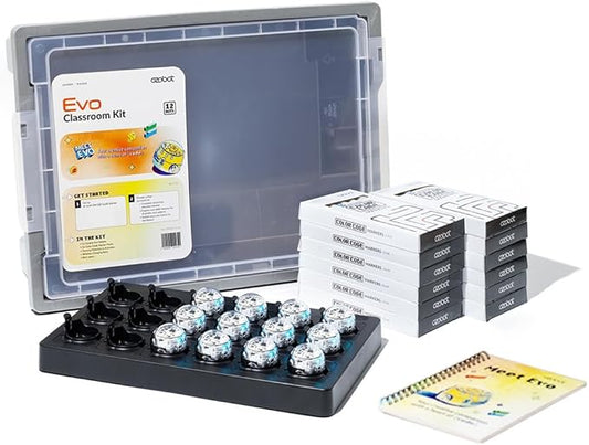 Evo Classroom Kit (12 Bots): Interactive Coding Robot, Kids Ages 5+, Includes 12 Evo Robots, Color Code Markers, Charging Cradle, Bot Stickers, Access to 700+ STEAM Lessons, Educators & Parents