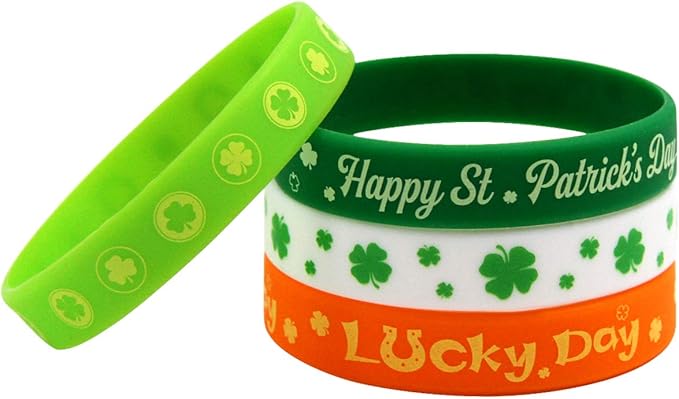36pcs St.Patrick’s Day Bracelets for Kids Rubber Wristband Party Favor Supplies