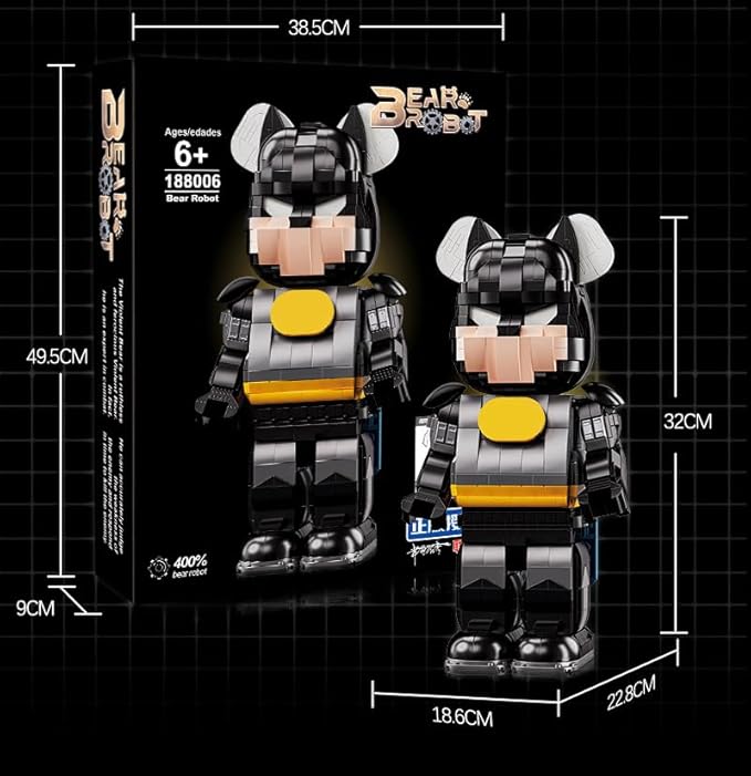 Mecha Bear Building Block Kit, Mechanical Violent Bear Display Art Toy Model,Creative Collectible Gift for Adults & Kids(1647 Pieces)