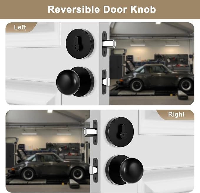 Matte Black Passage Door Knob and Deadbolt Set Interior/Exterior Door Knob with Single Cylinder Deadbolt Lock Set