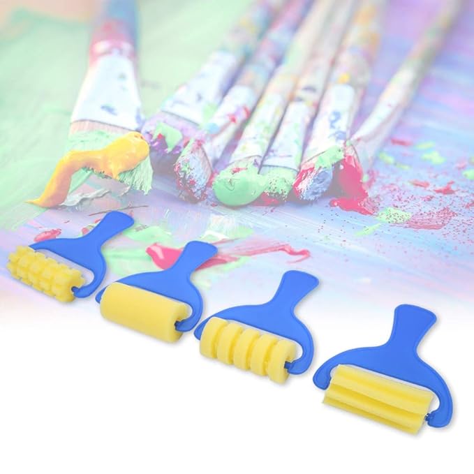 12pcs Kids Painting Brushes, Sponge Paint Roller Brush Portable Toy Drawing Set Painting Tools for Child Play