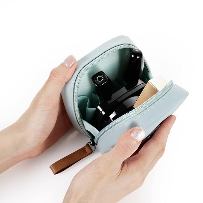 Hekyip Mini Cosmetic Bag, Travel Makeup Pouch, Portable Waterproof Cosmetic Pouch for Ladies Women, Mini (Mini Mint-blue)