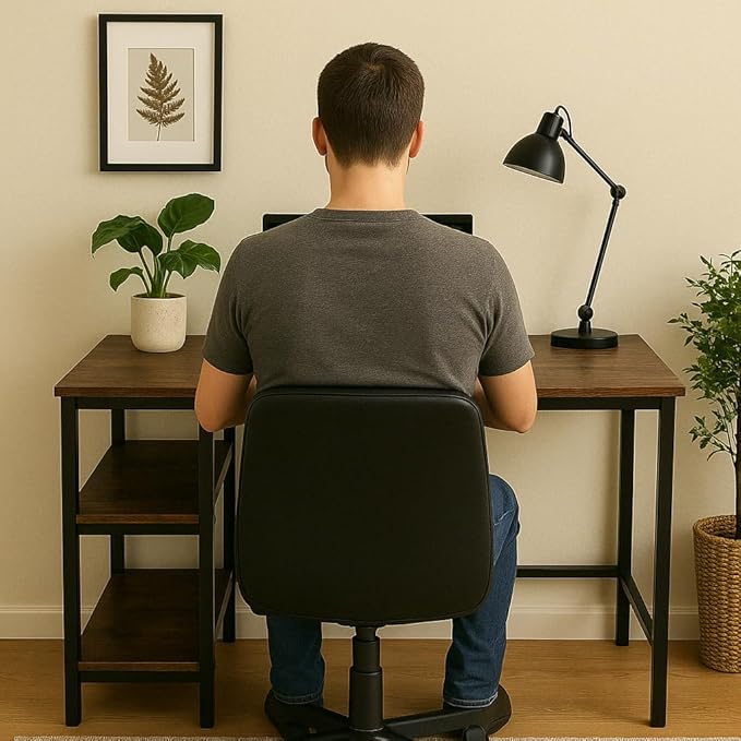 OLYMP XXI Modern & Industrial Computer Desk, Home Office Desk with Storage Shelves, Wood Study Writing Table for Bedroom, Living Room, Rustic Retro Brown, 55 Inch