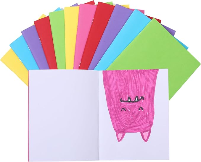 12 Pack Blank Books for Kids to Write Stories, Mini Notebooks Bulk Small Unlined Journals for Christmam Gift, Drawing, Sketching, 24 Sheets/48 Pages (Colorful Covers, 4.3 x 5.6 In)