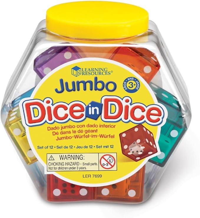 Learning Resources Jumbo Dice in Dice, Dice, Jumbo Dice, Math Dice, Ages 3+, Set of 12