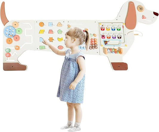 Sensory Board Toys for Kids: Montessori Interactive Educational Panels for Motor Skills - Activity Wall Furniture for Classrooms Daycares Playrooms - Dog Wall Toys for Autism