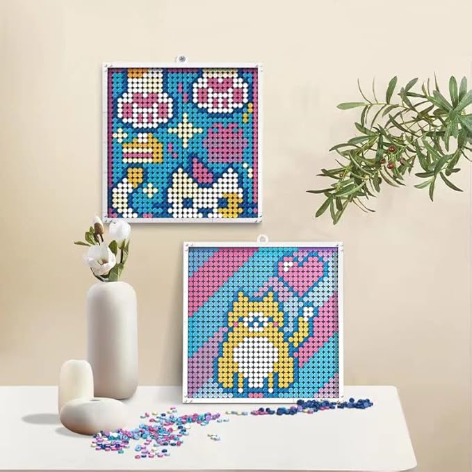 BDYDT Animal Cat Art Building Blocks Set; Wall Art Decor DIY Set(900 Pieces) Toys Gifts for Kids and Adults