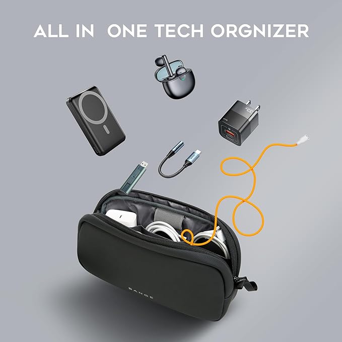 BANGE Travel Organizer Case, Water Resistant Electronics Travel Bag Organizer for Cable, Tech Pouch Accessories Carry Storage for Cord, Phone, Cables, USB Flash Drive, Daily Items