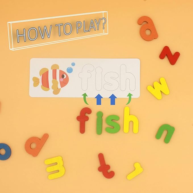 FLYINGSEEDS See and Spell Learning Toys, CVC Word Builders with Sight Words Flash Cards Kindergarten, Educational Toys for Toddler 2 3 4 Year Old Boys Girls - Gifts for Kids