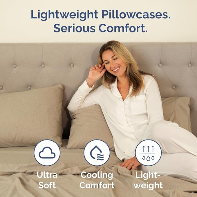 Queen Pillow Cases Set of 2 - Ultra Soft Hotel Quality Pillowcase Covers - Comfy, Cozy & Wrinkle Free - Shrinkage and Fade Resistant - Machine Washable Pillow Protectors - 2 Piece Set - Heathered Tan