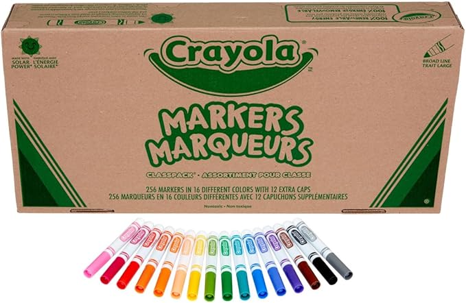 Crayola Broad Line Markers Classpack (256 Ct), Bulk School Supplies For Teachers, Kids Markers For School, Classroom Must Have