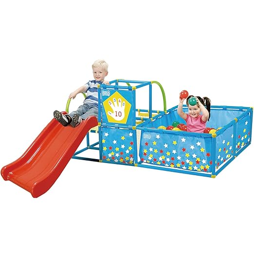 Eezy Peezy Active Play 3 in 1 Jungle Gym PlaySet – Includes Slide, Ball Pit, & Toss Target with 50 Colorful Balls