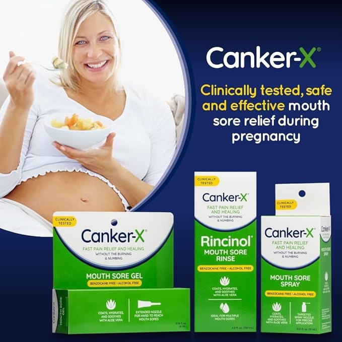 Canker-X Rincinol Oral Rinse Mouthwash, Quick Pain Relief from Canker Sores, Mouth Burns & More, Benzocaine Free & Alcohol Free Mouthwash, Adults & Kids 6+ Years, 4.0 Fl. Oz.