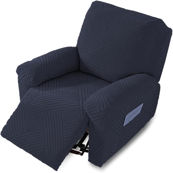 NORTHERN BROTHERS Recliner Chair Covers - Lazy Boy Recliner Covers That Stay in Place, 4 Pieces Reclining Chair Cover Recliner Slipcovers 1 Seater, Deep Blue