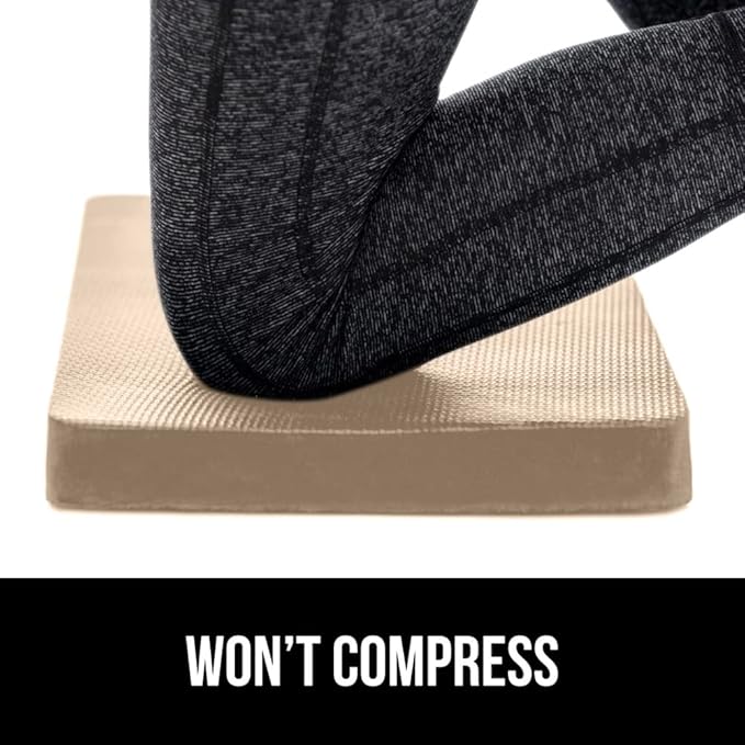 GORILLA GRIP Extra Thick Patent Pending Soft Foam Kneeling Pad, Supportive Large Cushion Knee Pads for Gardening, Baby Bath Time, Dirt and Water Resistant, Workout and Garden Supplies, 17.5x11, Beige