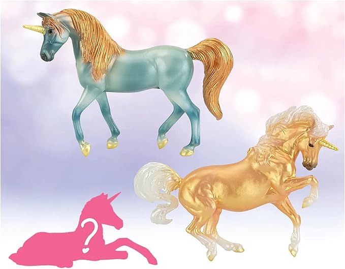 Breyer Horses Stablemates Mystery Unicorn Foal Surprise | Open and Find The Surprise Foal | 3 Unicorn Set | Horse Toy | Horse Figurines | 3.75" x 2.5" | 1:32 Scale | Model #6121