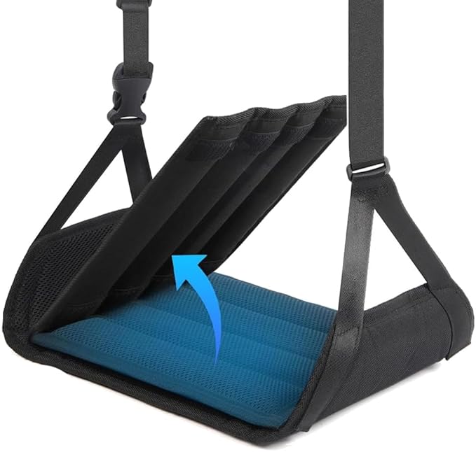 Bloepum Airplane Foot Hammock for Plane Travel, Detachable Bamboo Airplane Foot Rest for Long Flight, Desk Foot Hammock