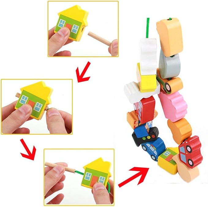 Wooden Educational Toys Wooden Shape Color Sorting Preschool Stacking Blocks Toddler Puzzles Toys Early Childhood Development Toys for Fine Motor Skills Birthday Gifts for Boys and Girls ((16 Pieces))