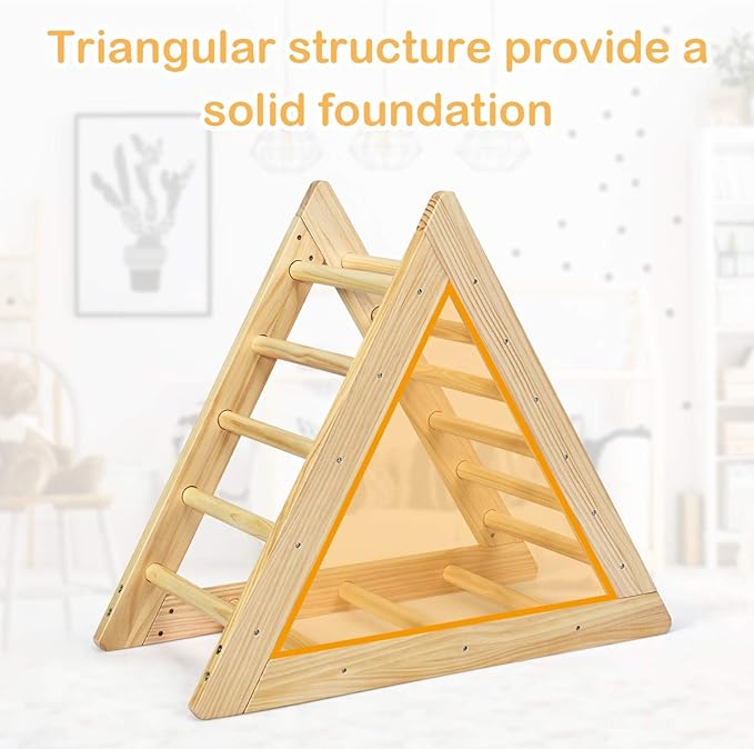 HONEY JOY Triangle Climber, Kids Wooden Climbing Triangle Ladder, 3 Different Climbing Ladders, Indoor Climbing Toys for Playground, Gym & Daycare, Gift for Boys Girls 3+ (Natural)