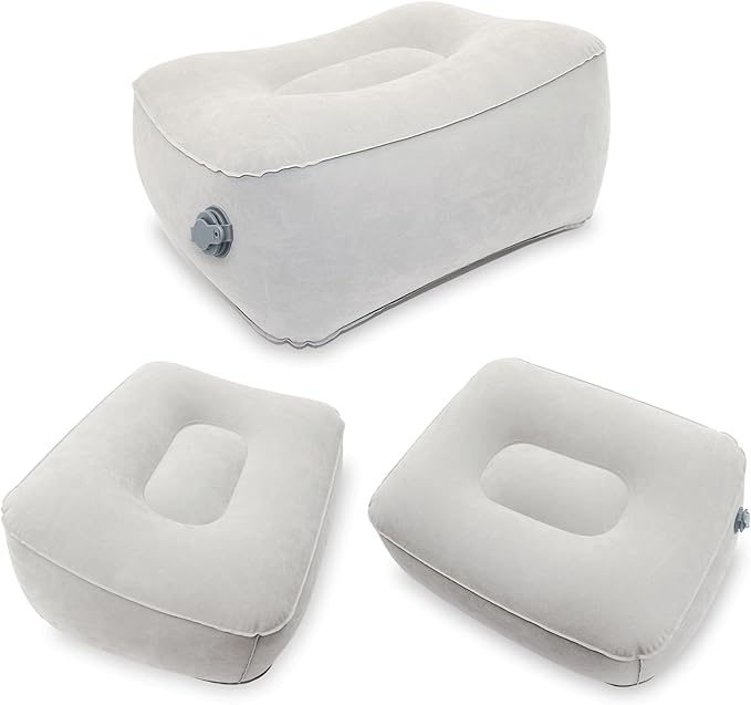 Inflatable Foot Rest, Carseat Inflatable Foot Rest Pillow, Airplanes Inflatable Foot Rest Cars, Travel Footrest Pillow for Home Office,Trains (Grey, 14.5" L×11.8" W×7.9”H)