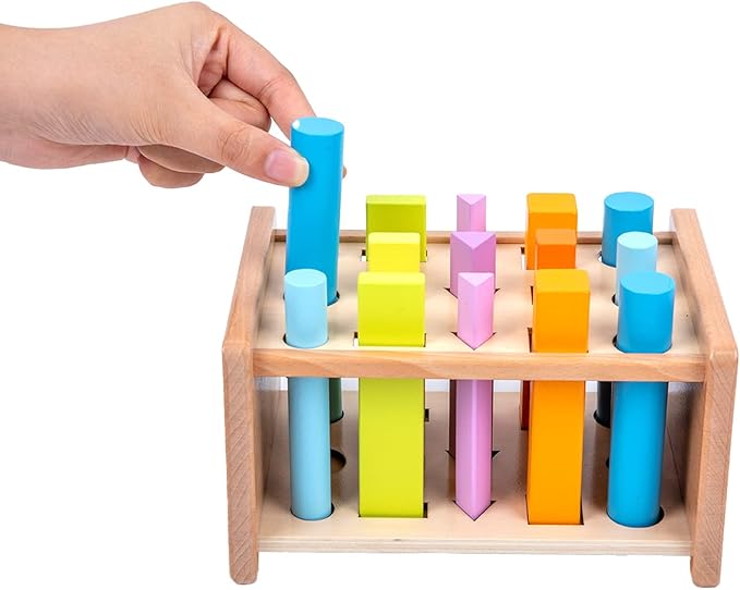 Montessori Shape Matching Toys Wooden Shape Sorting Toys Color Shape Sorting Sticks Toys for 1-3 Years Old Children Educational Toy for Preschoolers