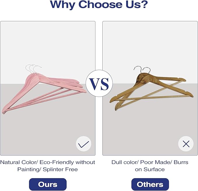 FairyHaus Natural Cedar Wooden Coat Hangers 18Pack, Smooth Finish Wood Suit Hangers - Slim Sleek & Flat Cedar Shirt Hangers with 360° Rotating Hook, Durable Cedar Clothes Hangers