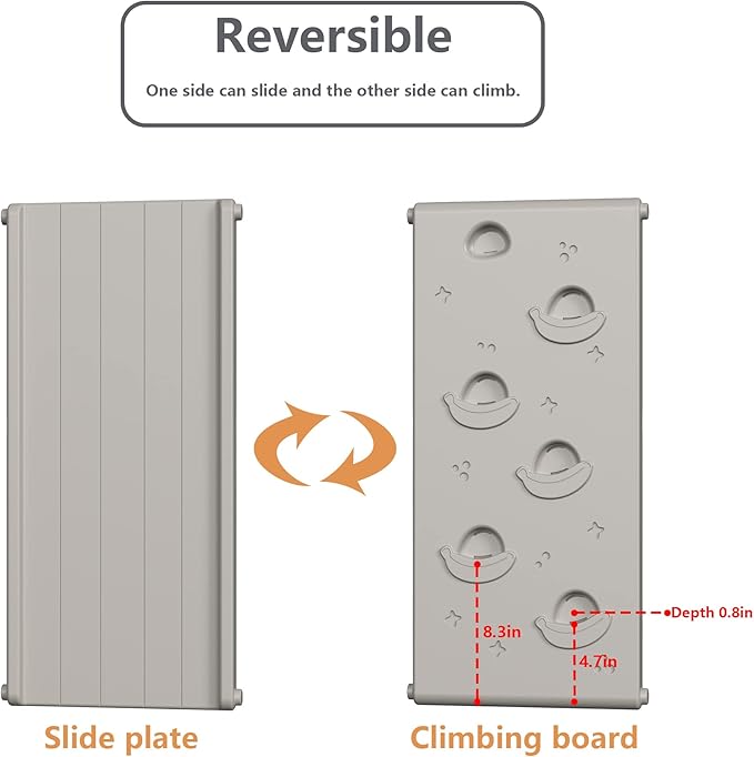 Children's Indoor Climbing Slideway Swing Playground 4-in-1 Function: Slide, Rock Climbing, Balance Board and Cradle Safe and Solid Montessori Toys White（1 Climbing Frame+2 Sliding Plate）