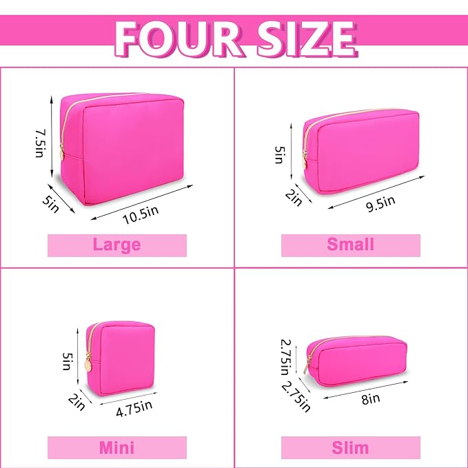 6 Pcs Waterproof Small Pencil Case Makeup Bag for Purse,Cute Pencil Pouch Preppy Nylon Makeup Brush Holder with Zipper,Girls Portable Storage Case Small Pen Bag for Office School College Travel