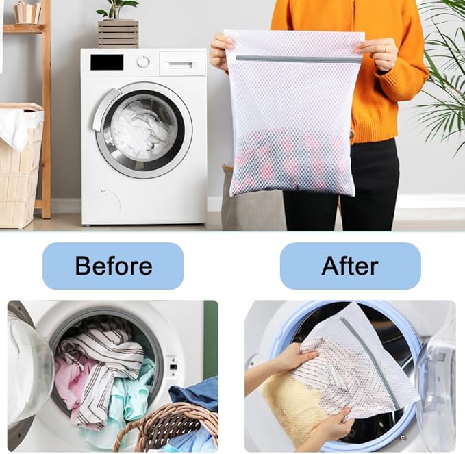 Vivifying 3Pcs Mesh Laundry Bags for Delicates, Honeycomb Mesh Wash Bags with Zipper for Washing Machine, Shoes, Lingerie, Socks and Stuffed Toys (Medium, 12.5 x 16Inches)