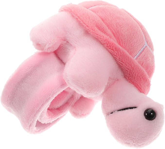 Gadpiparty Animal Slap Bracelets Turtle Snap Bands Stuffed Animals Huggers Plush Hug Slap Wristband Animal Slap for Kids Party Favors Supplies Pink