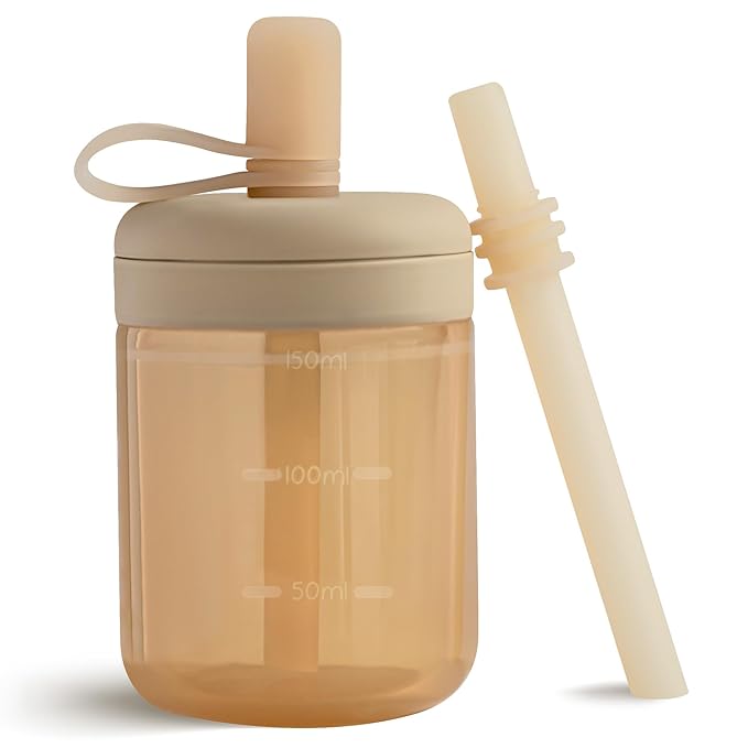 Moonkie Baby Straw cup | Silicone Toddler Sippy Cup Training Cup with Straw Lid | BPA-Free Drop-Proof Baby Cup | Baby Led Weaning | 6 Months+, 5 oz, 1pack