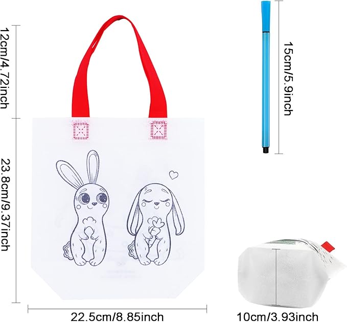 65 Pack Graffiti Goodie Bags for Kids Birthday Party Favors Art Class, Color Your Own Tote Bag,Eco Reusable Coloring Carnival Animal Art Party Goodie Bags(40 Bags +24 Color pens +1 pad)